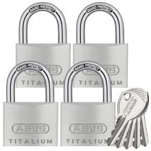 ABUS Titalium 64TI/40 Quads λουκέτο με ίδιο κλειδί επισκληρυμένο αλουμινίου ΣΕΤ 4 τεμάχια