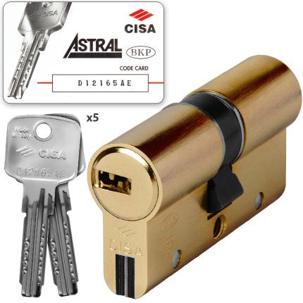 Κύλινδρος (Αφαλός) CISA ASTRAL S 0A3S0 υψηλής ασφάλειας άθραυστος χρυσό & νίκελ-0