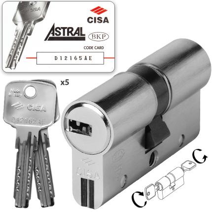 Κύλινδρος (Αφαλός) διπλής ενεργείας υψηλής ασφάλειας CISA ASTRAL S 0A3S1 χρυσό & νίκελ-0