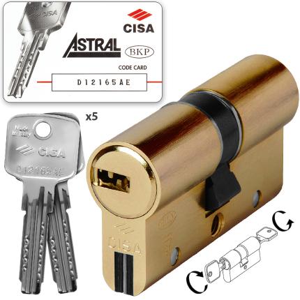 Κύλινδρος (Αφαλός) διπλής ενεργείας υψηλής ασφάλειας CISA ASTRAL S 0A3S1 χρυσό & νίκελ-0