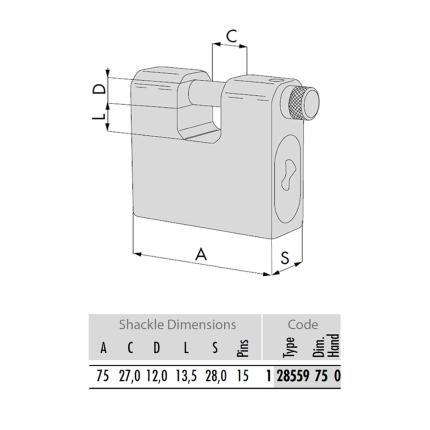 Λουκέτο ατσάλινο τάκου με ελεγχόμενης αντιγραφής κλειδί RS3 CISA 28559 -4