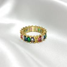 Δαχτυλίδι Επιχρυσωμένο 18Κ Με Ζιργκόν “Baguette Ουράνιο Τόξο”3700908-99 Aventis Jewelry 2