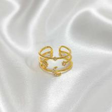 Δαχτυλίδι Επιχρυσωμένο 18Κ Ανοιγόμενο Με Ζιργκόν “Τριπλό Με Αστέρι & Φεγγάρι” 37005-18 Aventis Jewelry 2