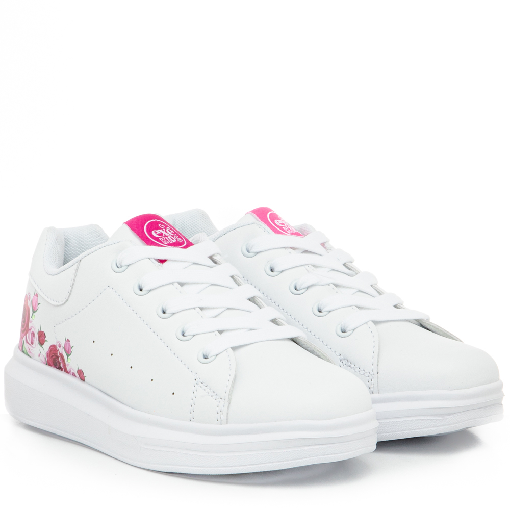 Sneaker για κορίτσι λευκό λουλούδια Exe Kids ΟΑ49R4232U26