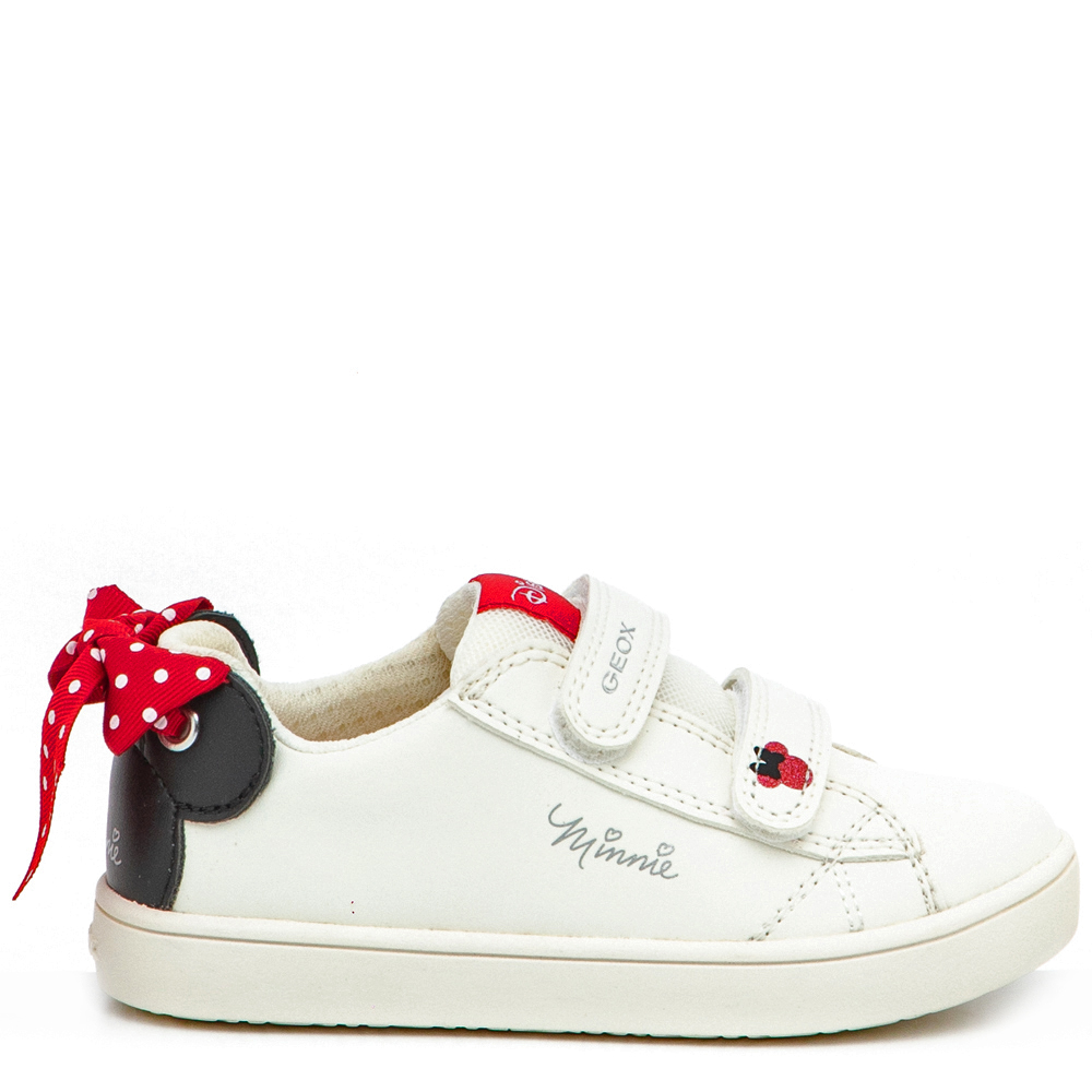 Sneaker για κορίτσι λευκό Minnie κόκκινο φιογκάκι Geox  J35ΕUΕ 000ΒC C1001