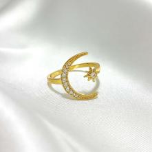 Δαχτυλίδι Επιχρυσωμένο 18Κ Ανοιγόμενο Με Ζιργκόν “Φεγγάρι”37006-18 Aventis Jewelry
