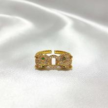 Δαχτυλίδι Ανοιγόμενο Επιχρυσωμένο 18Κ “Διπλό Πάνθηρα Με Ζιργκόν “37011-18 Aventis Jewelry 2
