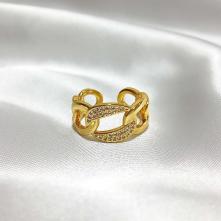 Δαχτυλίδι Επιχρυσωμένο 18Κ Ανοιγόμενο Με Ζιργκόν “Αλυσίδα”37002-18 Aventis Jewelry