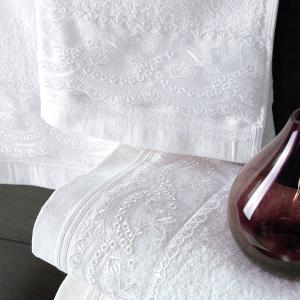 Πετσέτες Νυφικές Σετ 3τχμ Rythmos Shiraz Λευκό Βαμβακερές