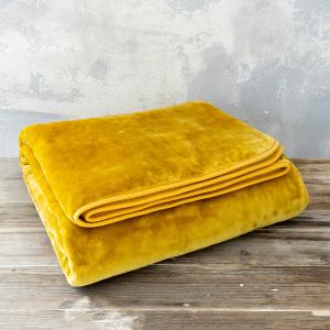 Κουβέρτα Μονή Βελουτέ 160x220cm Nima Coperta Mustard Beige Πολυέστερας