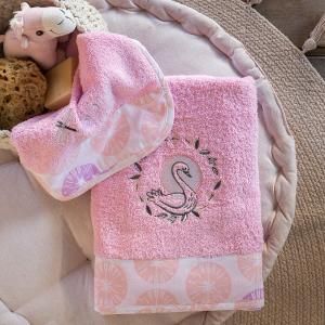Πετσέτες Παιδικές Σετ 2 Τεμάχια Nima Pink Swan Βαμβακερές