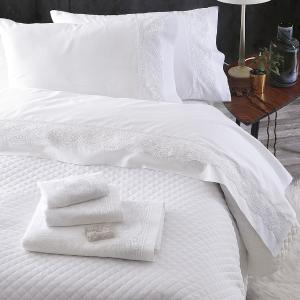 Σεντόνια Νυφικά Σετ 230x260cm 4τχμ Rythmos Shiraz Λευκό Βαμβακερά