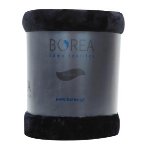Κουβέρτα Μονή Βελουτέ 150x220cm Borea Κ-4 Μαύρο Πολυέστερας