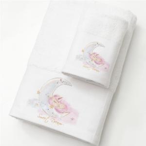 Πετσέτες Παιδικές Σετ 2 Τεμάχια Borea Unicorn Λευκό Βαμβακερές